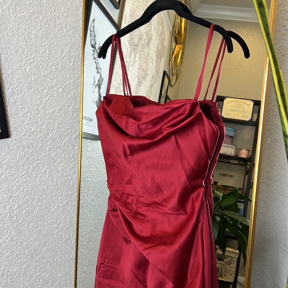 HOUSE OF CB 'Anja' Wine Satin Corset Midi Dress NWOT - Picture 9 of 10